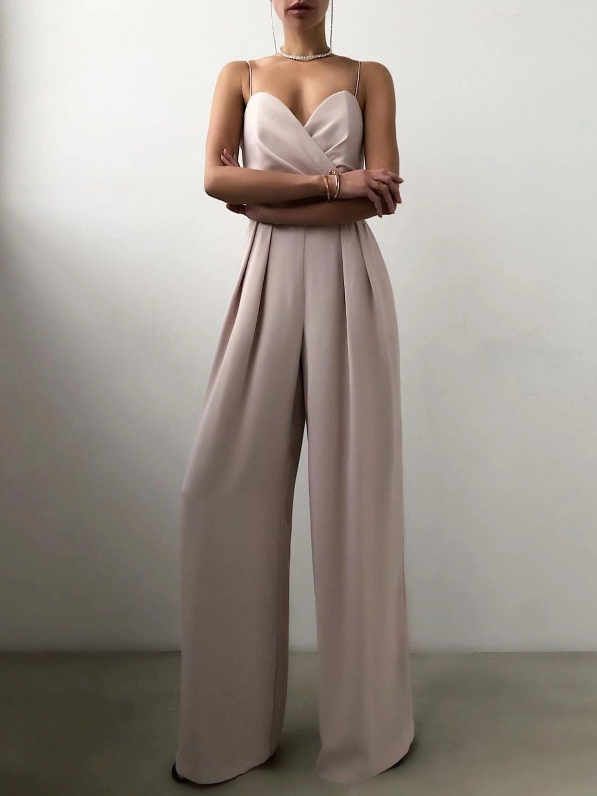 Libby jumpsuit med smala axelband, lotusrosa