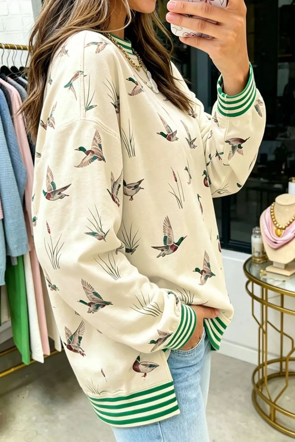Birgitta sweatshirt med ankmotiv