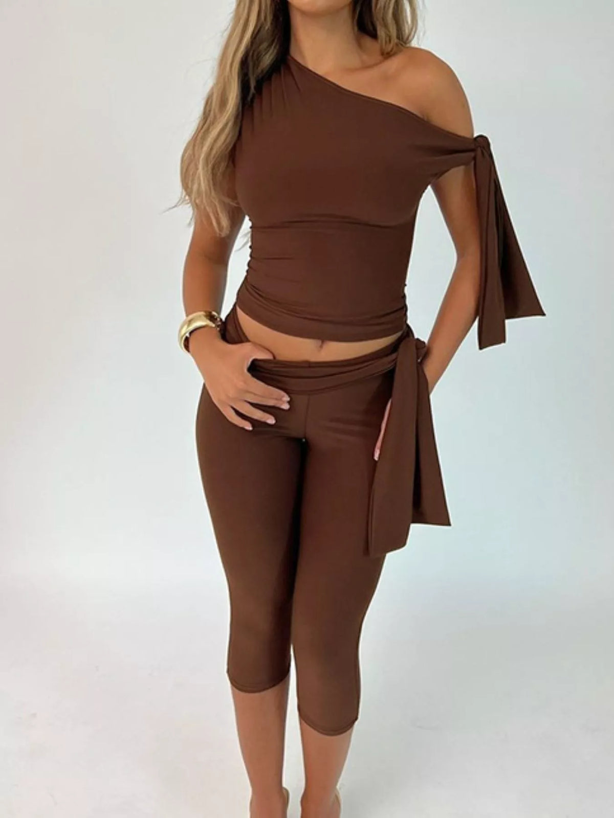 Carys enaxlat set, brun