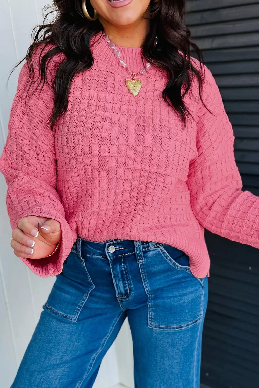 Delilah kort tröja, cerise