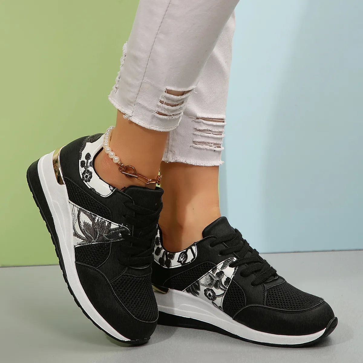 Melody sneakers med kilklack