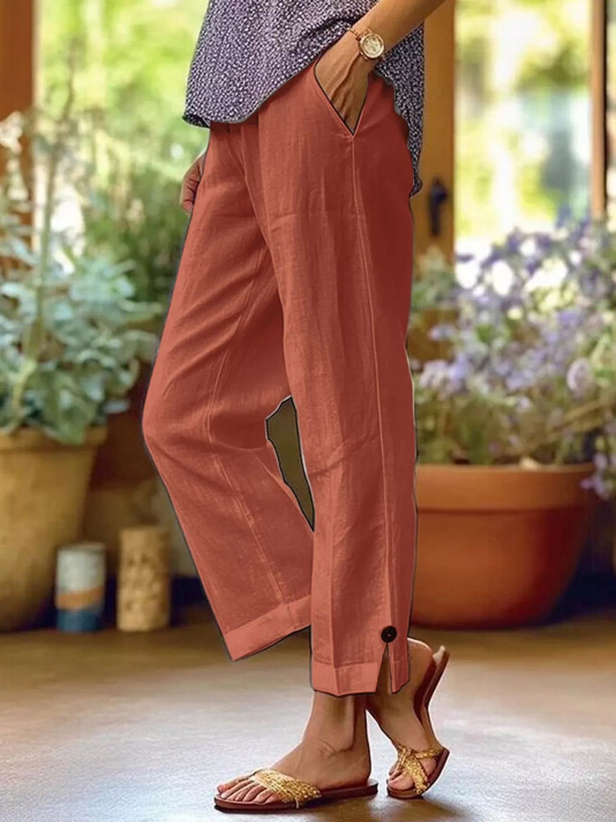 Malena byxor med slits, orange