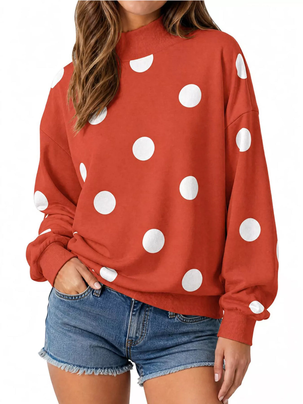 Agnetha prickig sweatshirt, röd