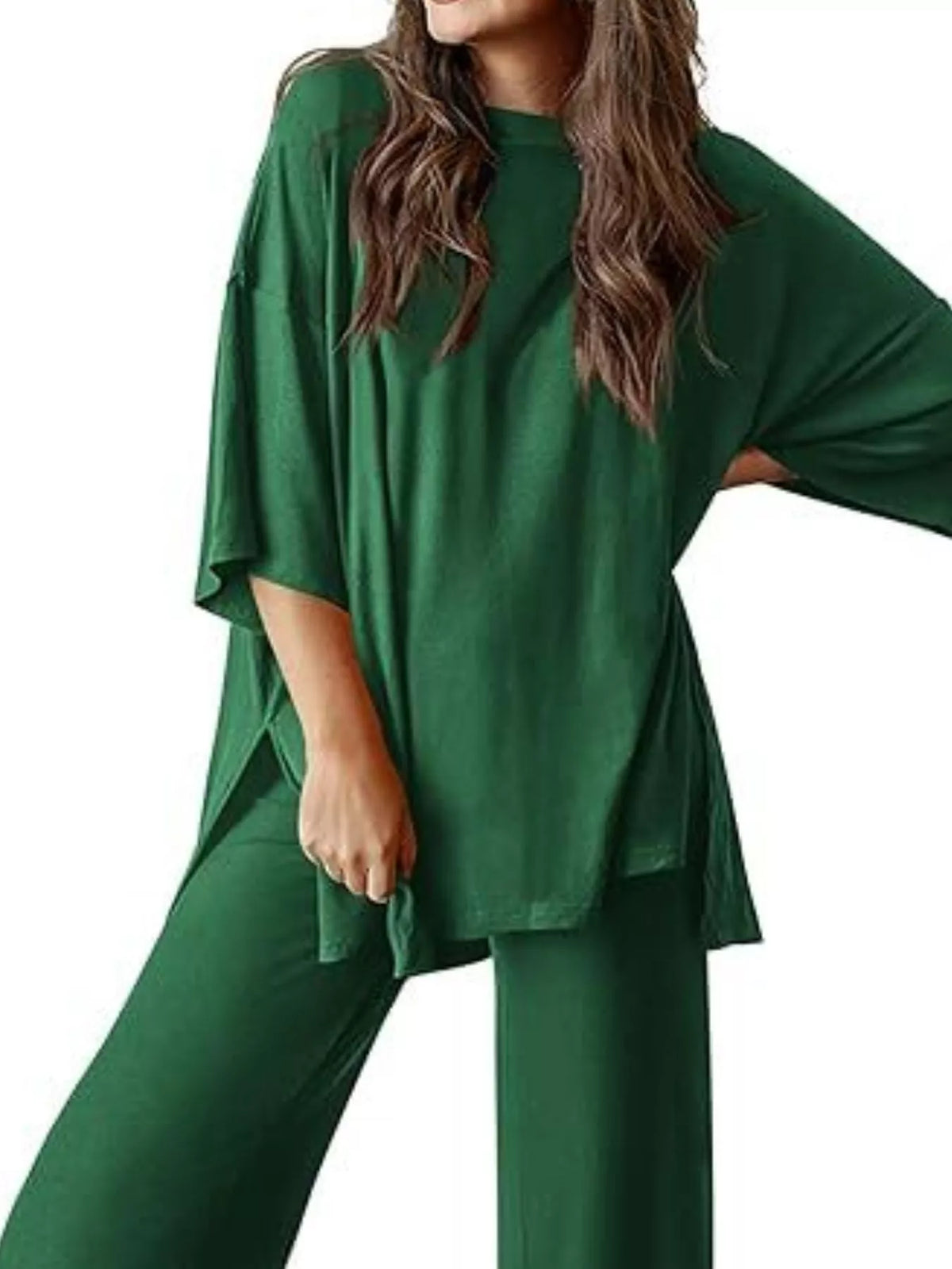 Lucinda set med slits, mörkgrön