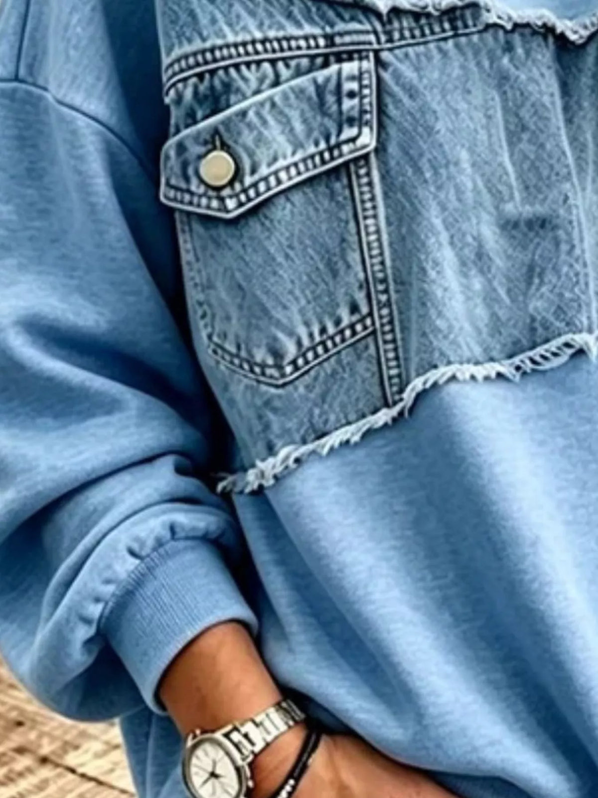 Engla sweatshirt i denimpatchwork
