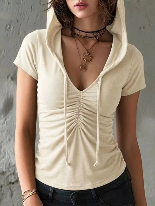 Carola smockad hoodie, krämvit