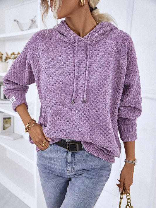 Felisa stickad hoodie, lavendel