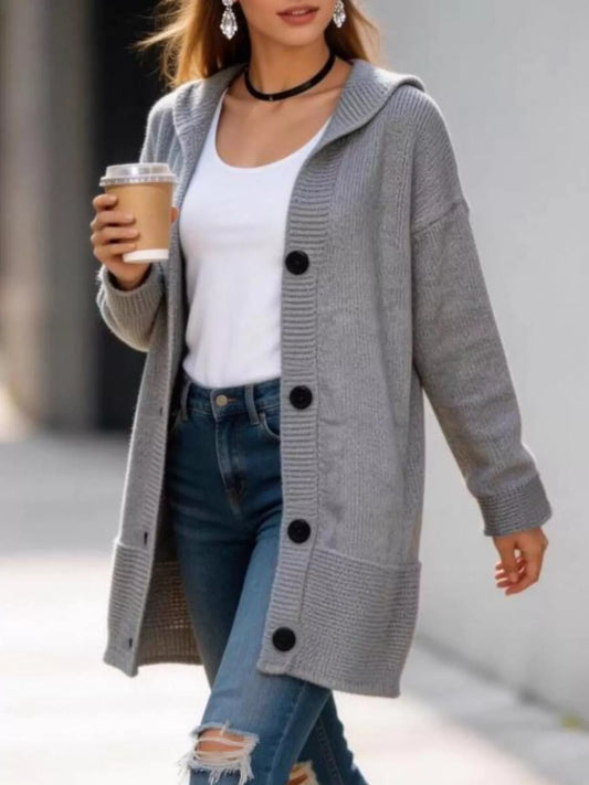 Perla ribbstickad cardigan, grå