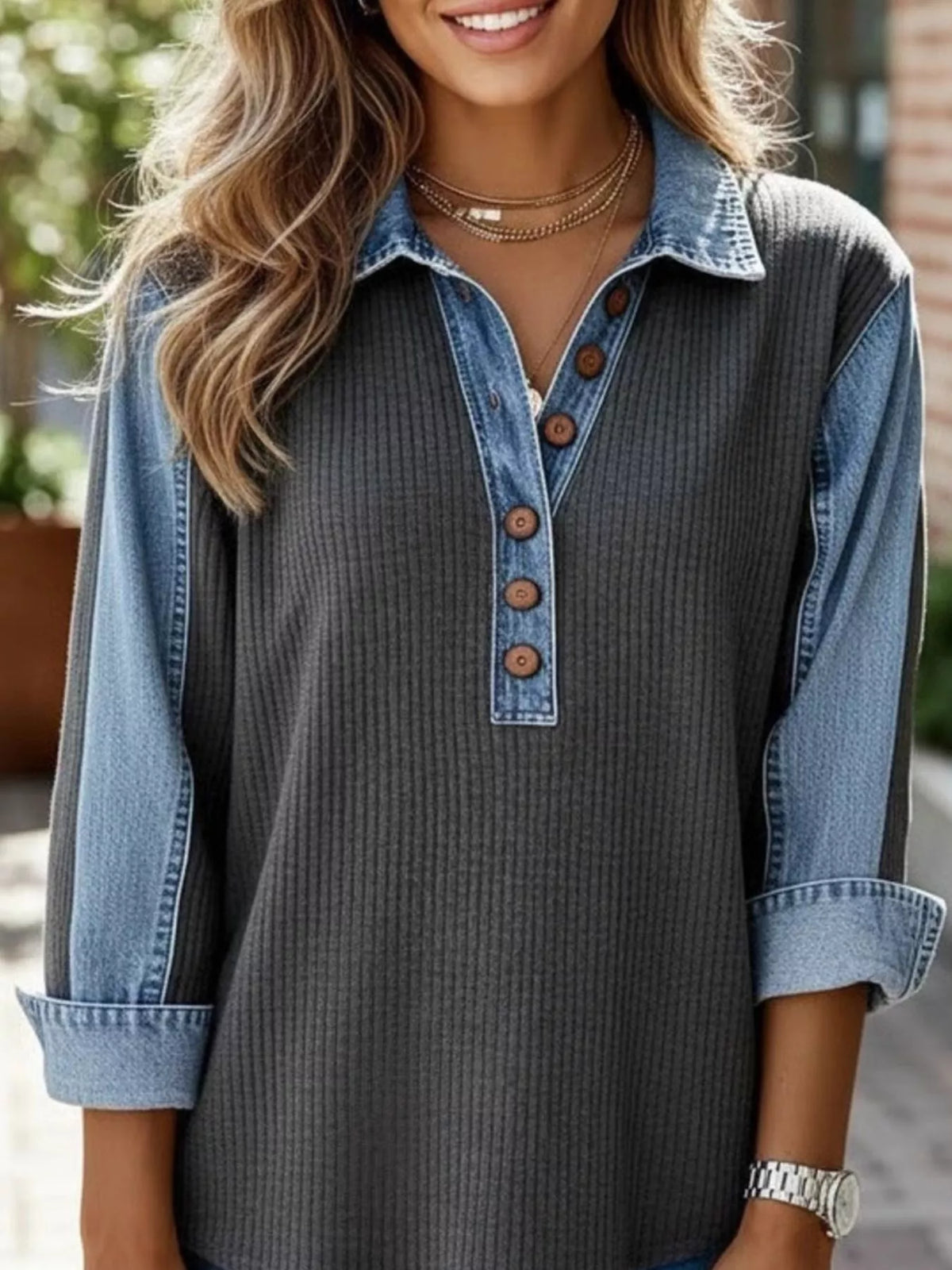 Clea sweatshirt med denimkant