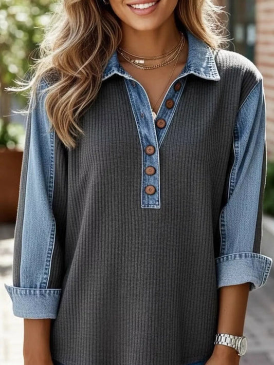 Clea sweatshirt med denimkant