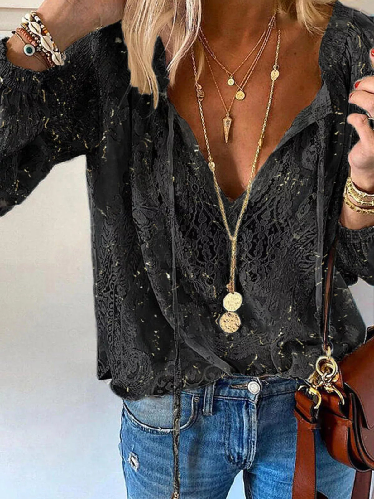 Christina blus med spets