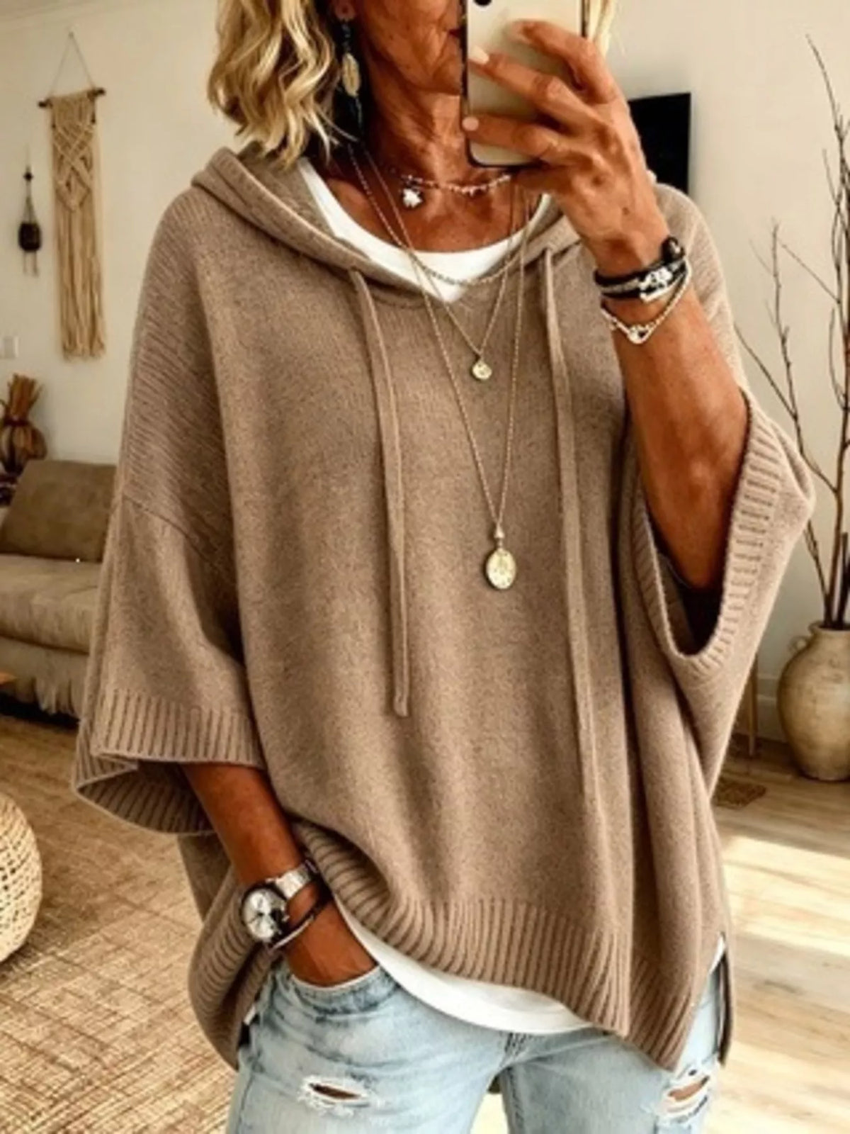 Deja hoodie med fladdermusärm
