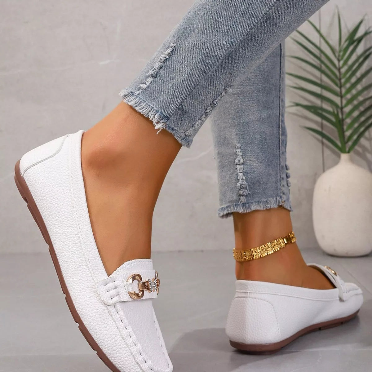 Michelle slip-ons i läderlook
