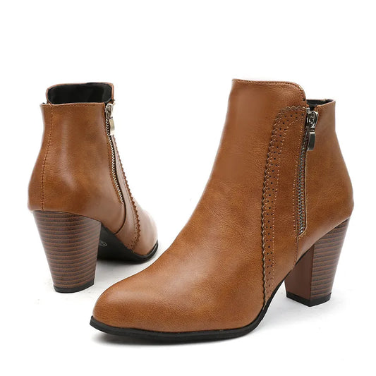 Zenobia boots i läderlook