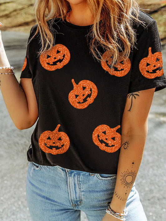 Anastasia t-shirt med pumpamotiv, svart