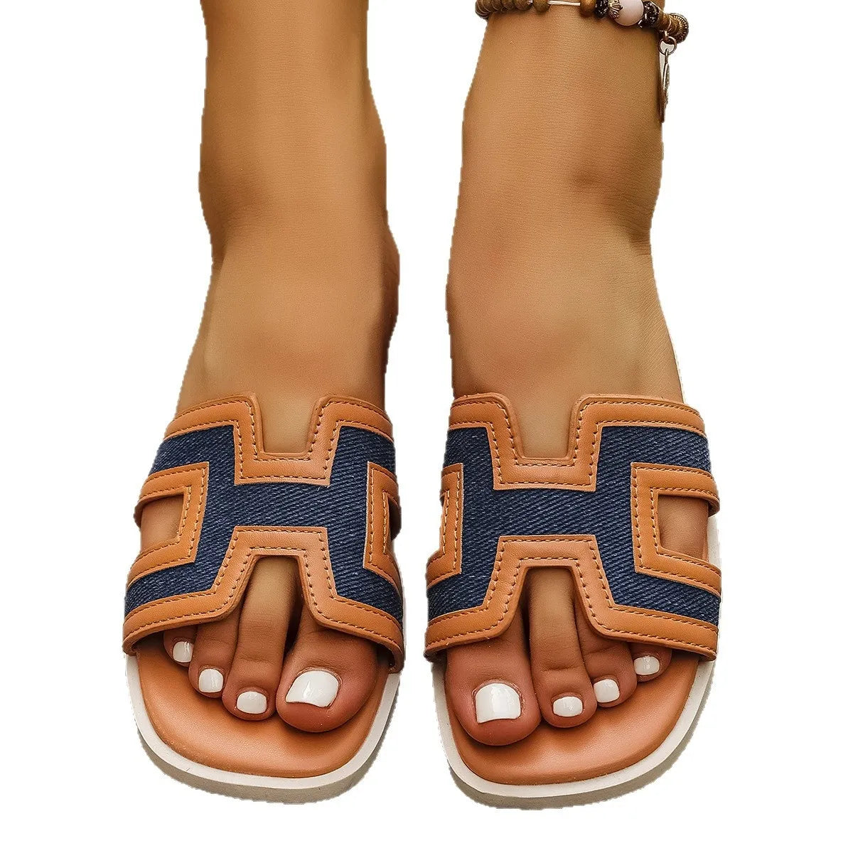 Ornella sandaler med cutout, marinblå