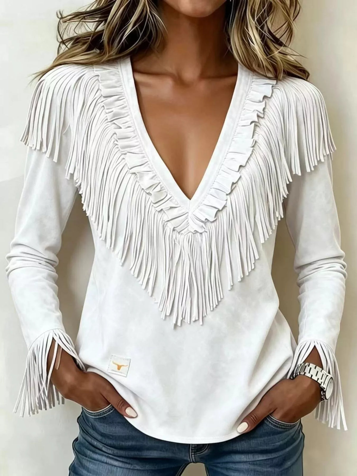 Edda blus med fransar