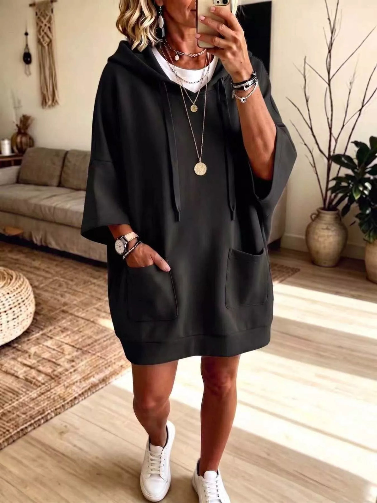 Anna oversize hoodie, svart