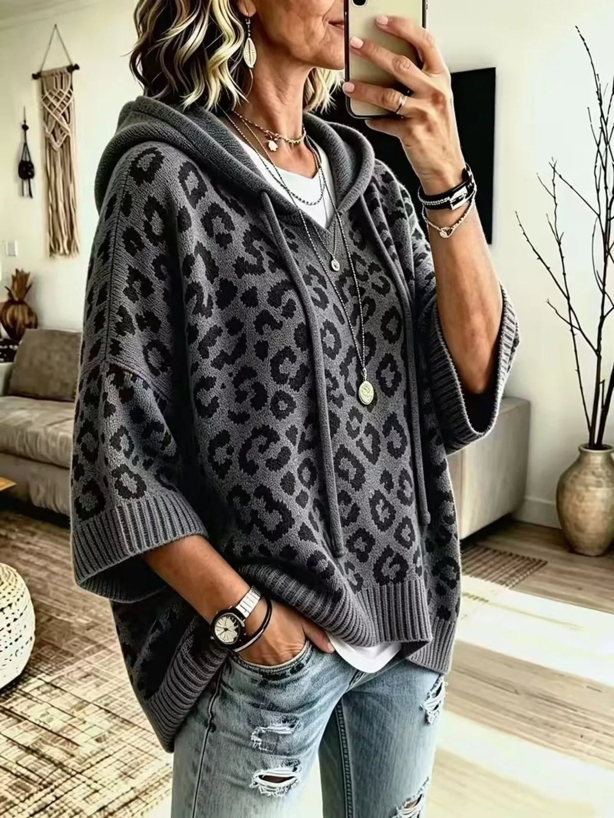 Frauke leopardmönstrad hoodie