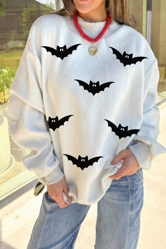 Catarina sweatshirt med fladdermusmotiv, ljusgrå