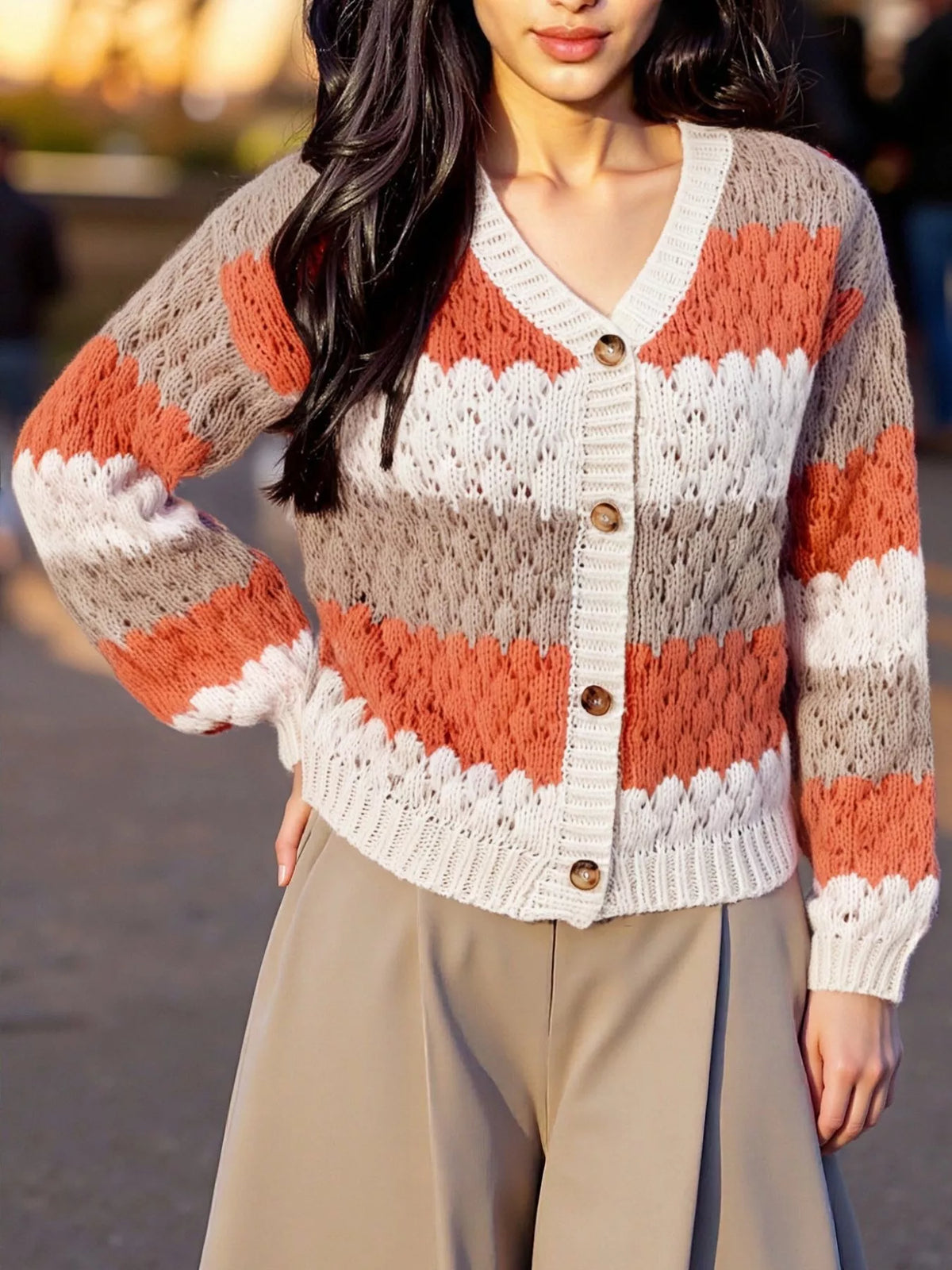 Magali cardigan med färgblock