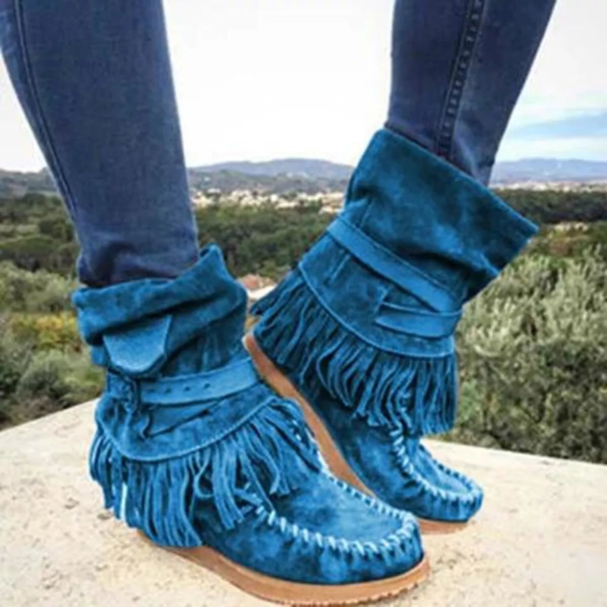 Dominika boots i mocka, blå