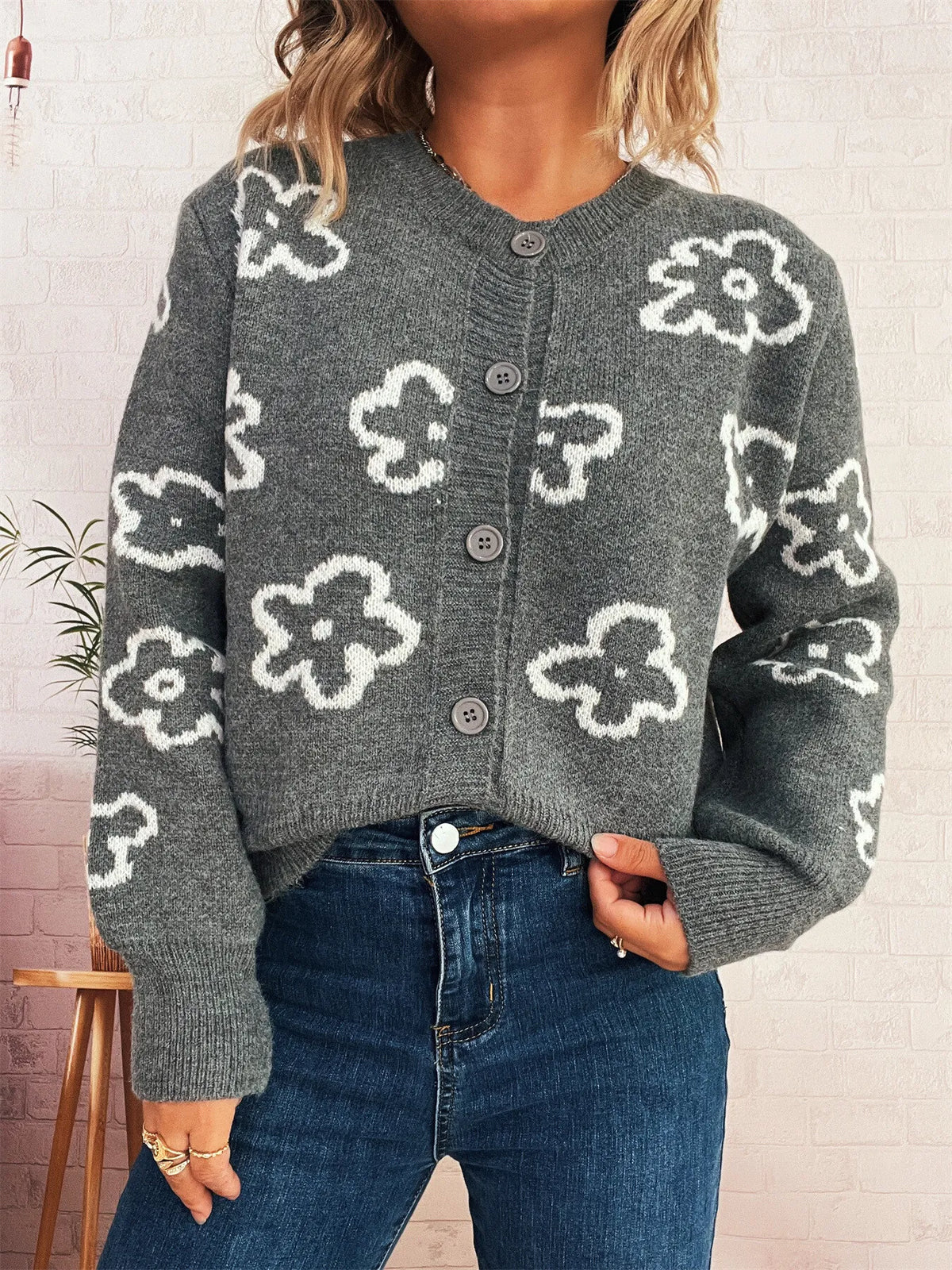Megan blommig cardigan