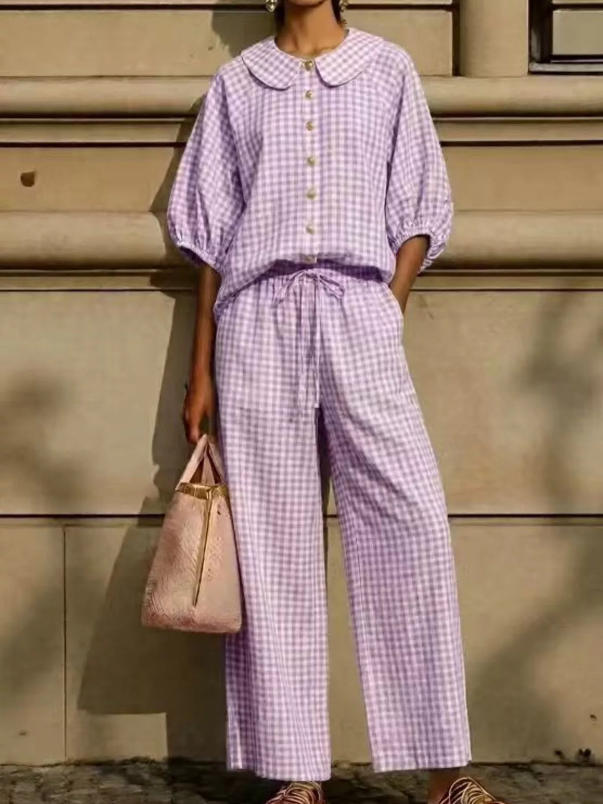 Geraldine rutigt set, lila