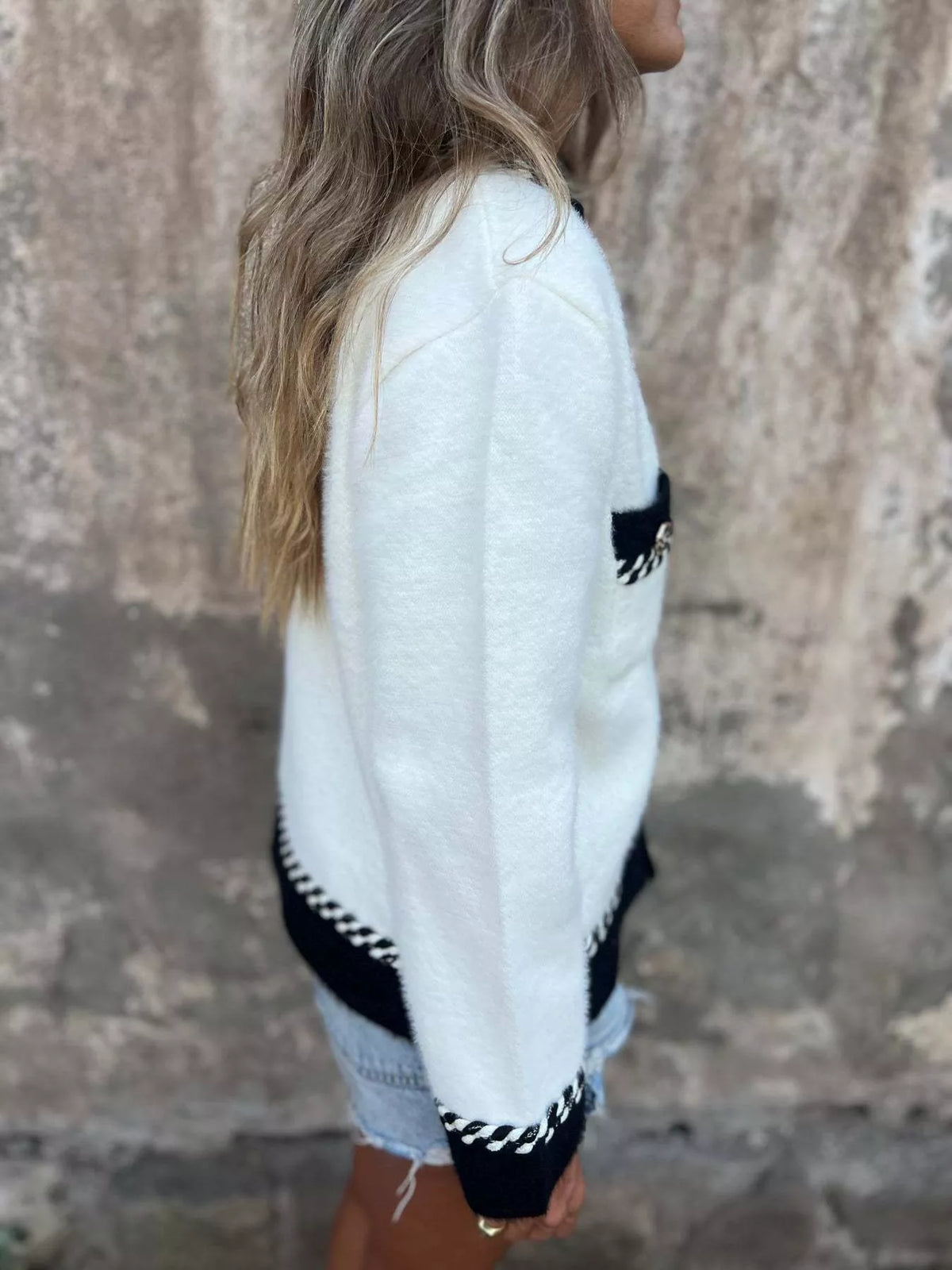 Clémence cardigan med kontrastkant