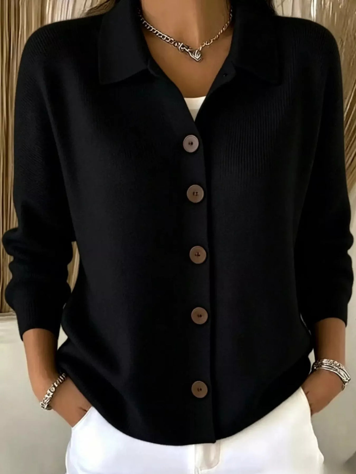 Eleanor höftlång cardigan, svart
