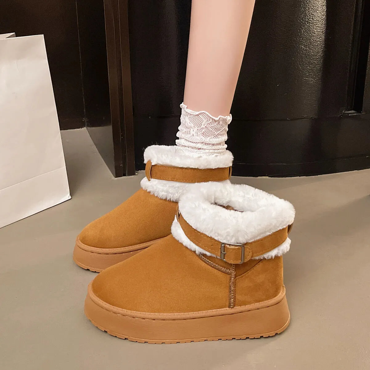 Liesel fleecefodrade boots, vinröd