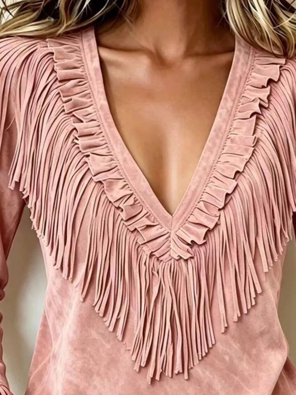 Edda blus med fransar