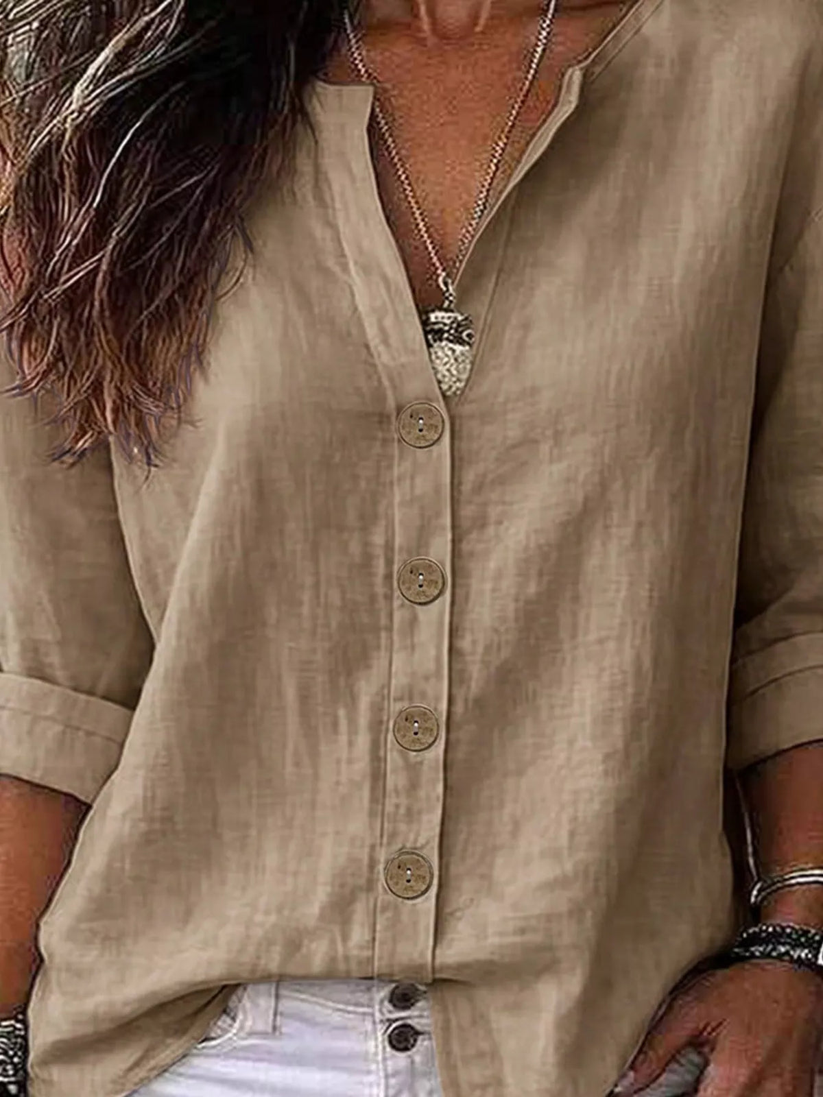 Eugenie skjorta med sömdetaljer, khaki