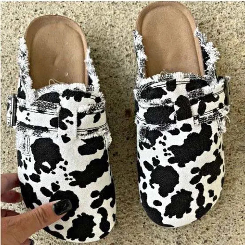 Evangelina loafers i läderlook, komönster