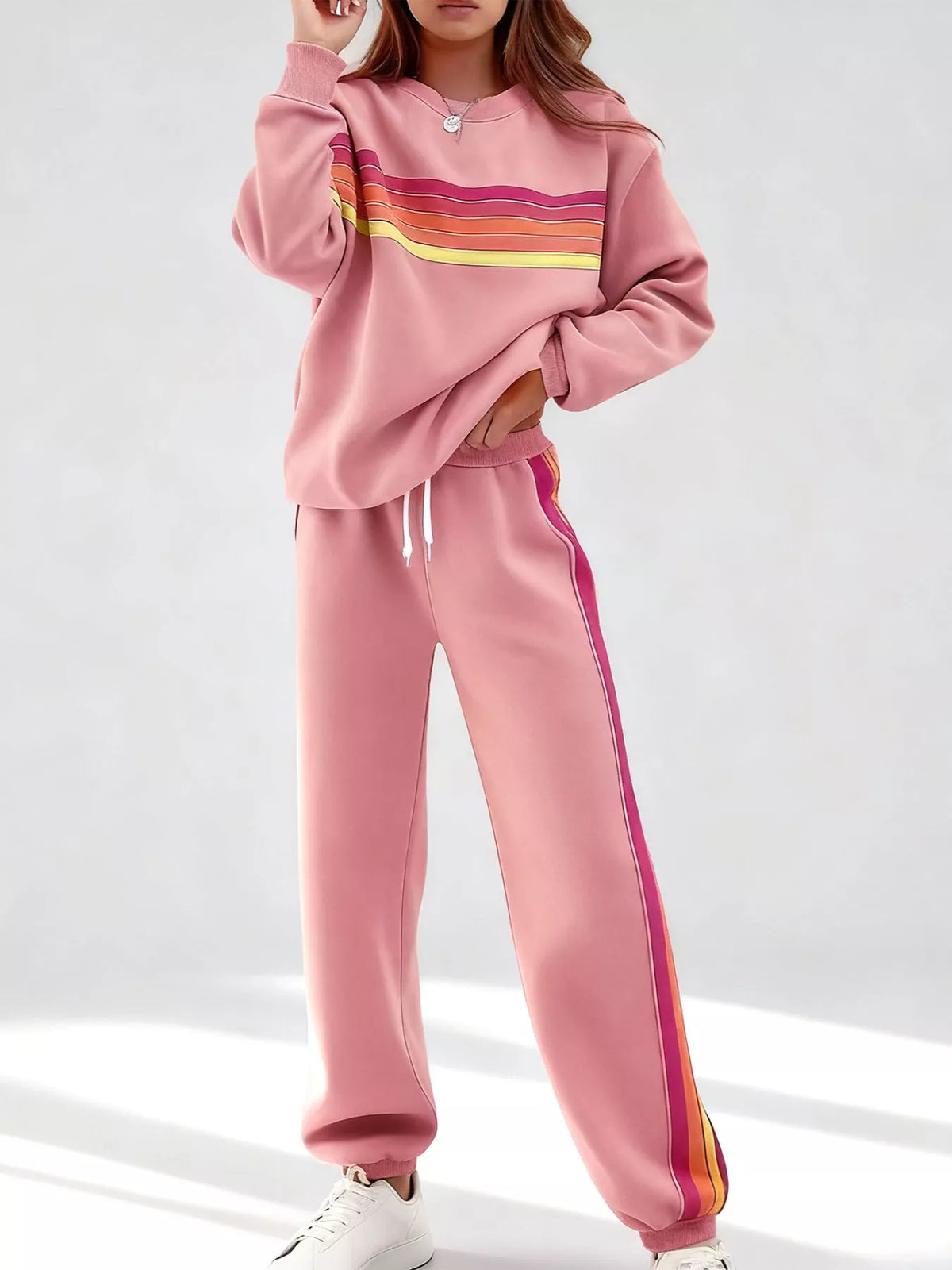 Tjorven randigt set, rosa