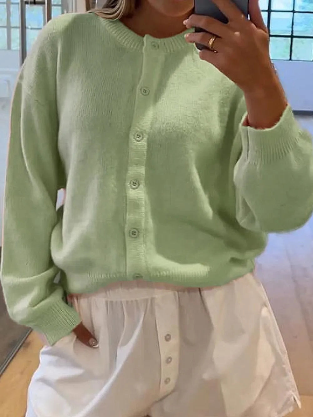 Donatella kort cardigan, blekgrön