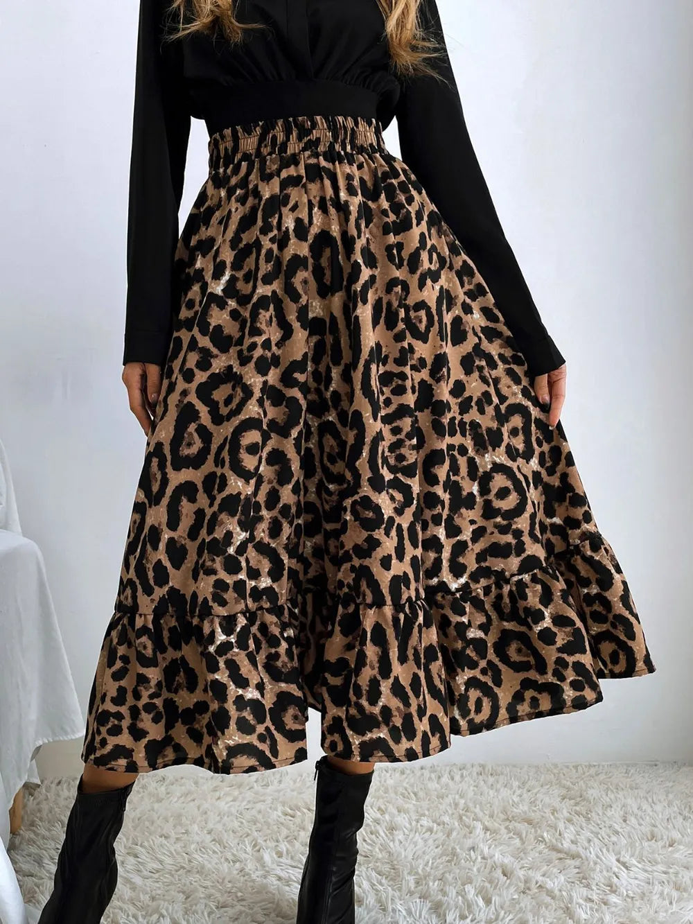 Livia mönstrad midikjol, leopard