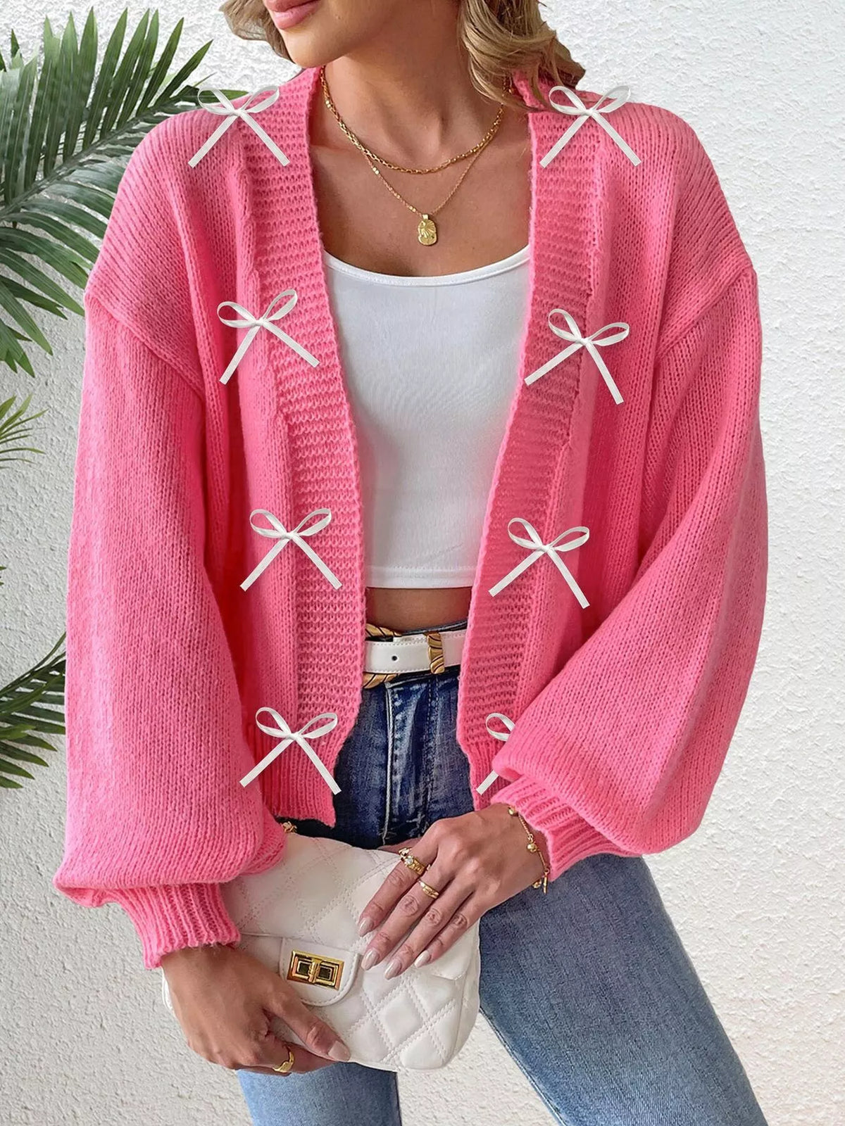 Monica cardigan med rosett