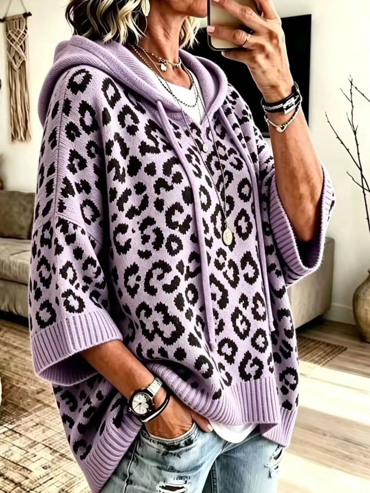 Frauke leopardmönstrad hoodie