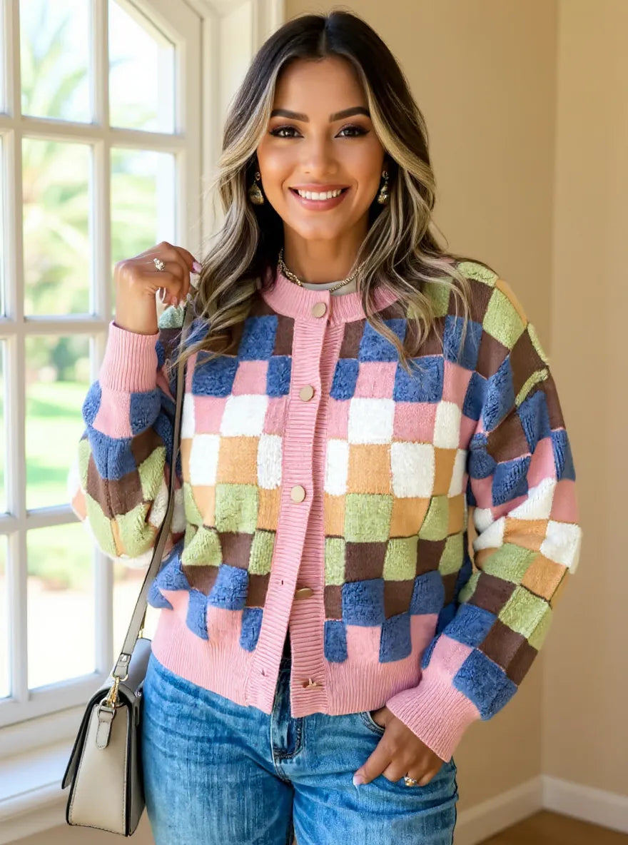 Katalin rutig cardigan