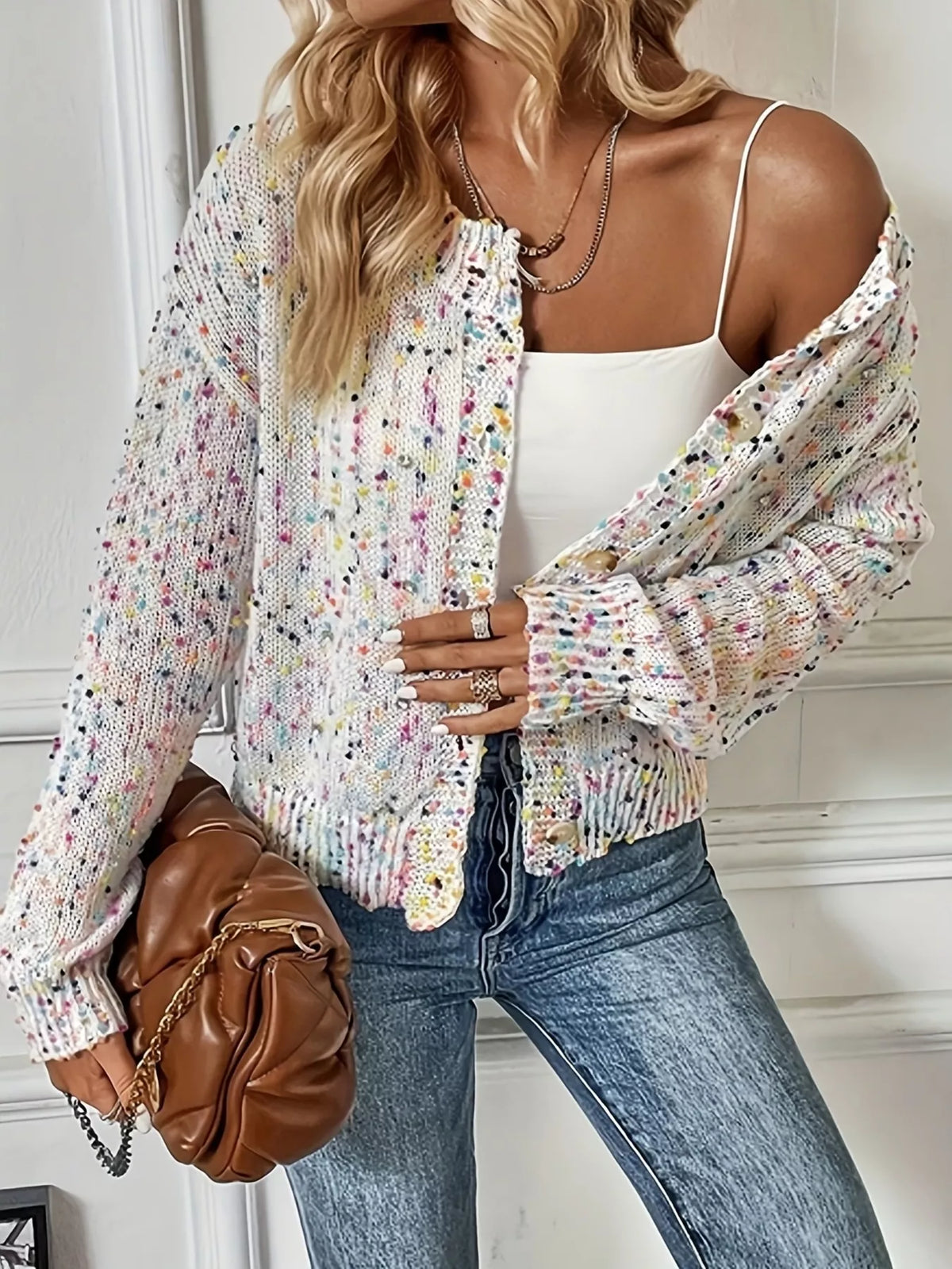 Solana ribbstickad cardigan