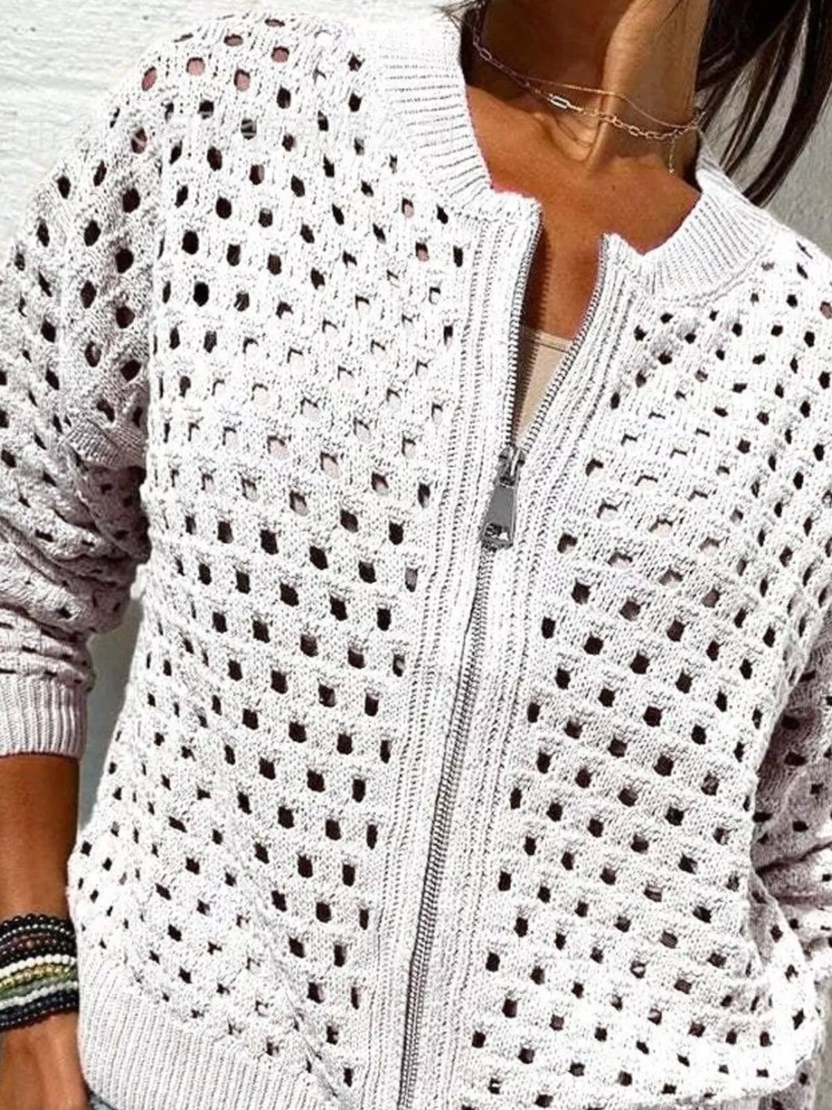 Sissel virkad cardigan, vit
