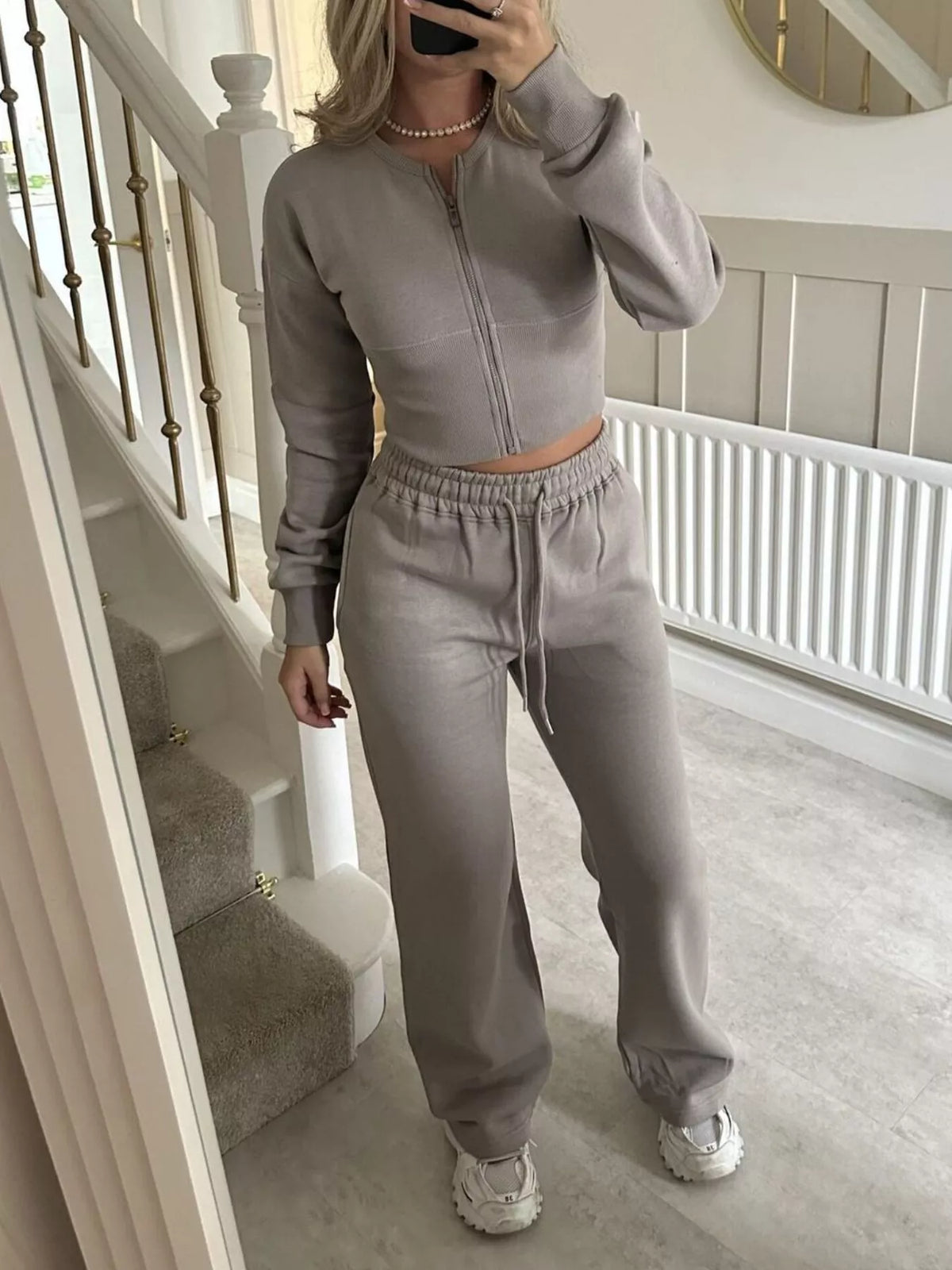 Silke högmidjat set, khaki