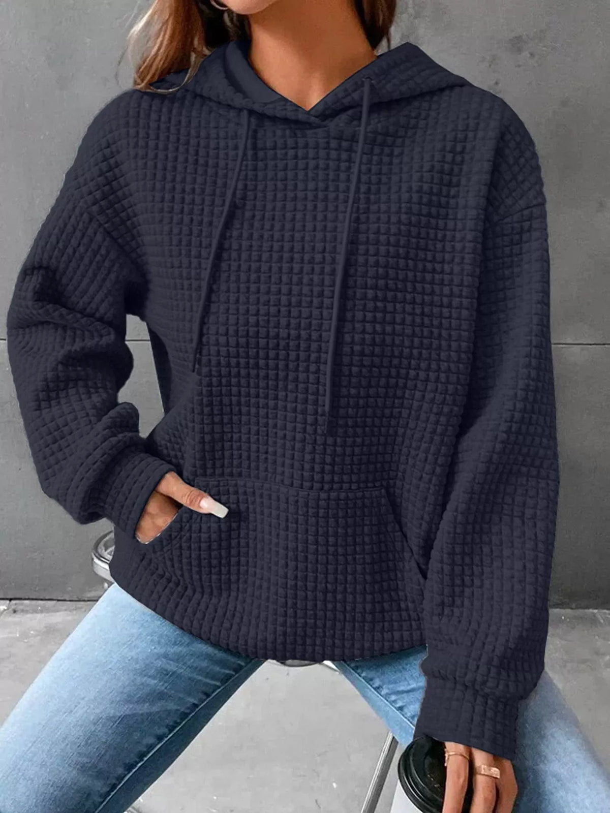 Elia texturerad hoodie