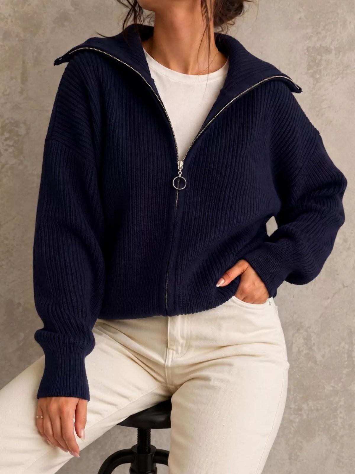 Oda ribbstickad cardigan
