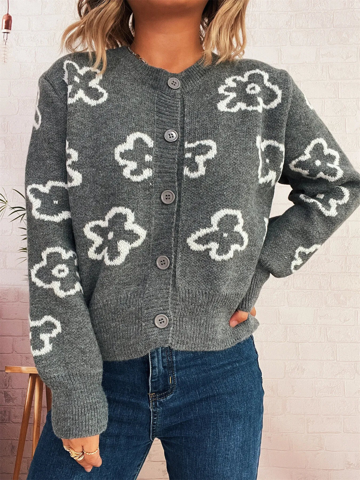 Megan blommig cardigan