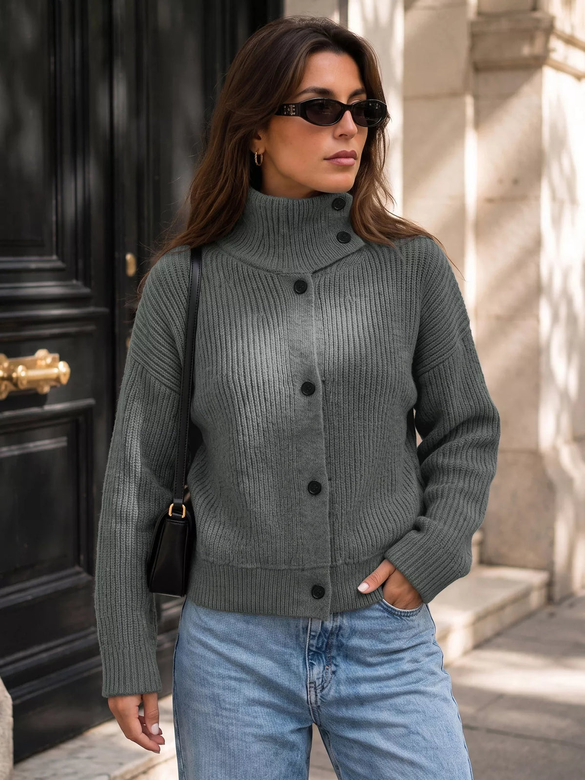 Salome cardigan med polokrage
