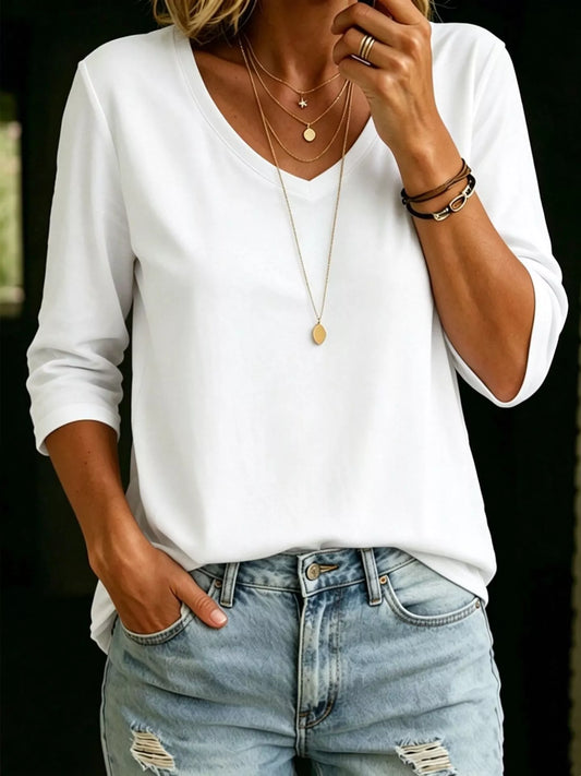 Ava v-ringad t-shirt, vit