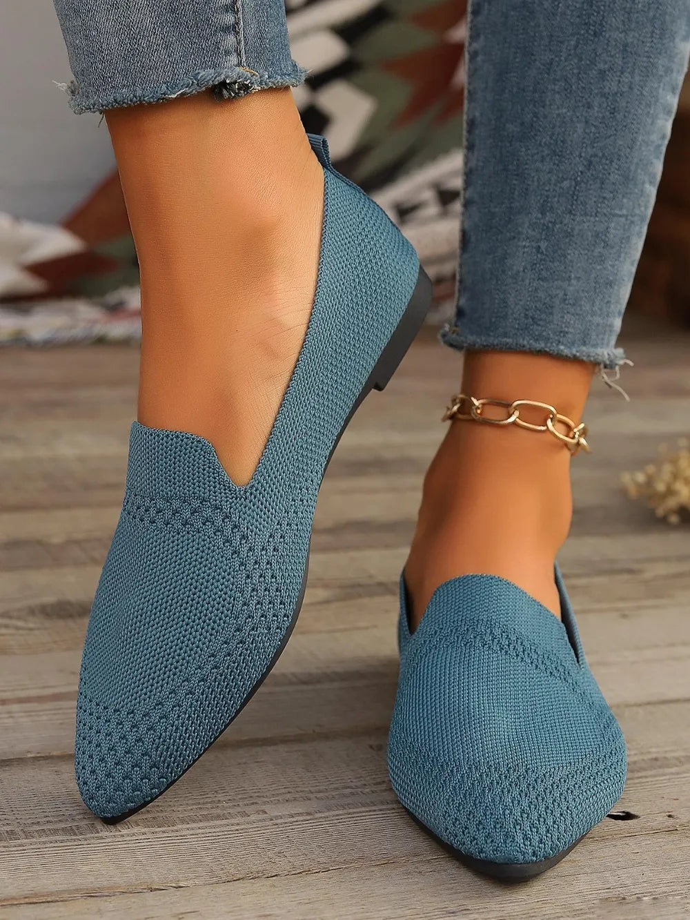 Xanthe spetsiga slip-ons, gråblå