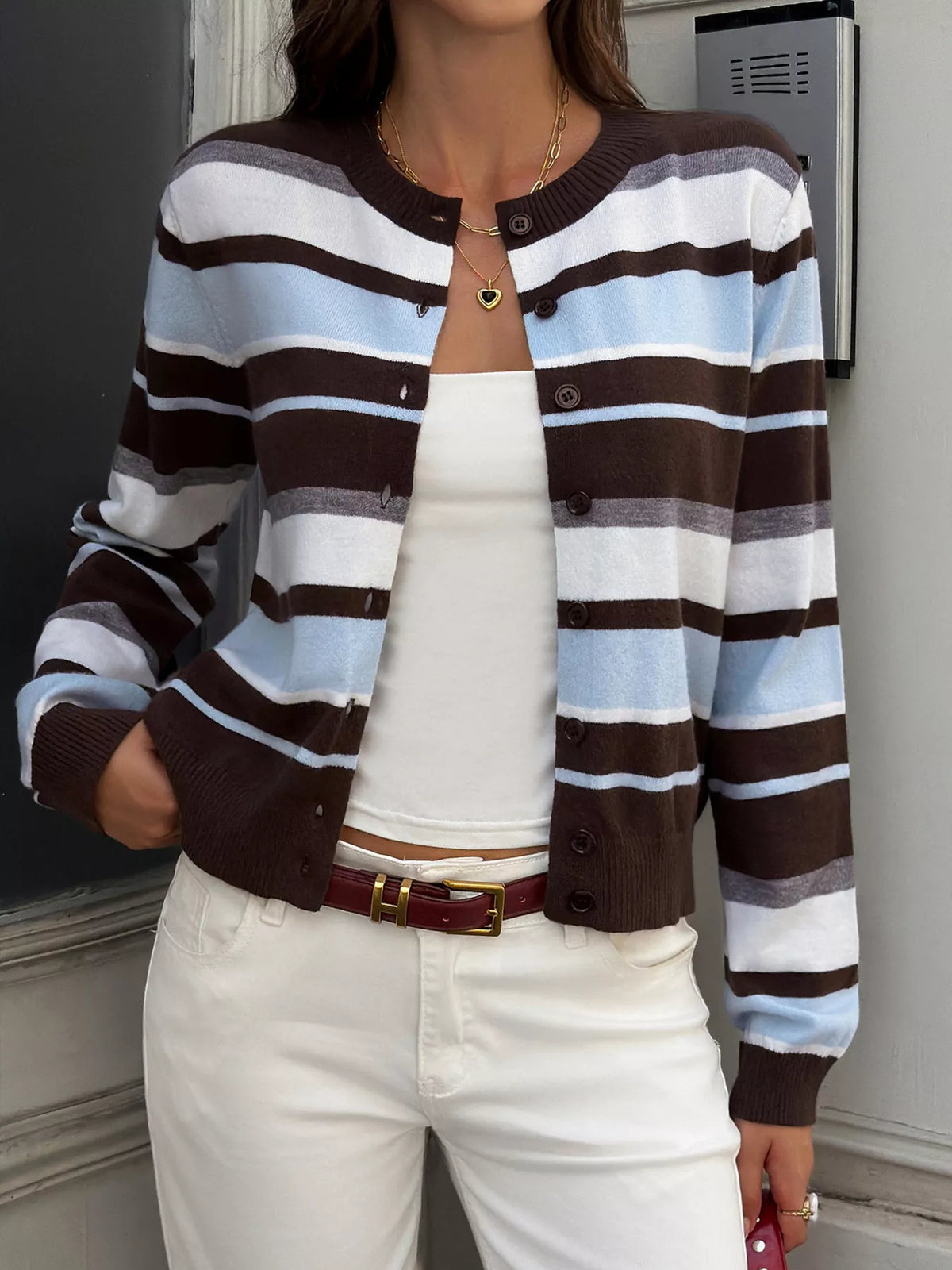Kalina randig cardigan